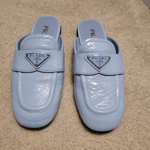 Prada Naplak Leather Mules - Celeste (size 37) - Picture 7 of 10